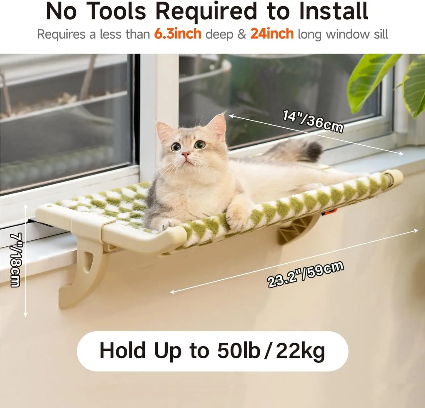 Mewoofun Cat Hammock One-Step Sliding Clamping Slot Adjustment Cat Window Hammock with Removable Covers 30kg Pet Accessories